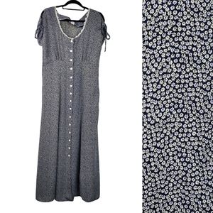 EXPO Vintage Blue Ditsy Floral Print Maxi Dress Size 12